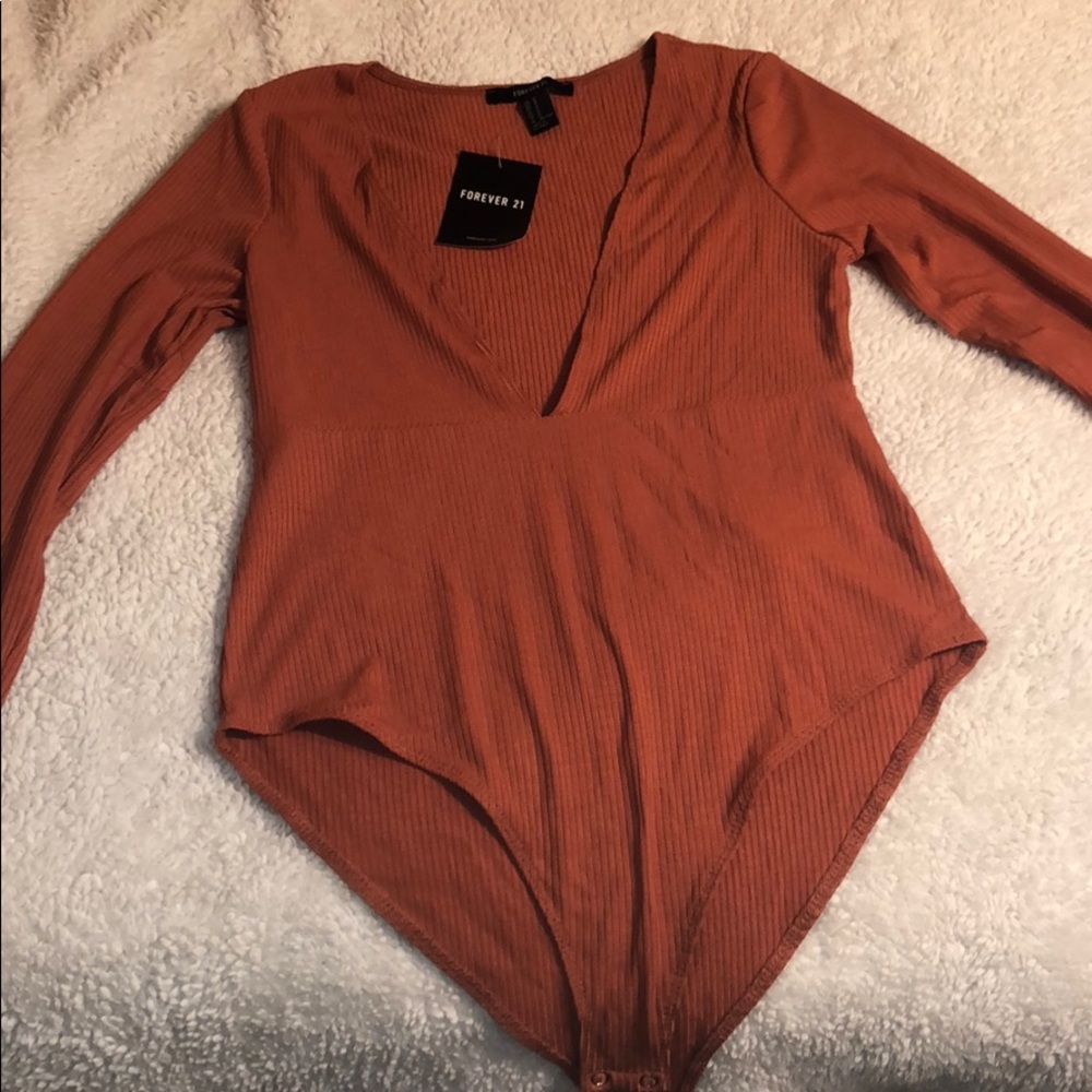 forever 21 plunge neck ribbed bodysuit